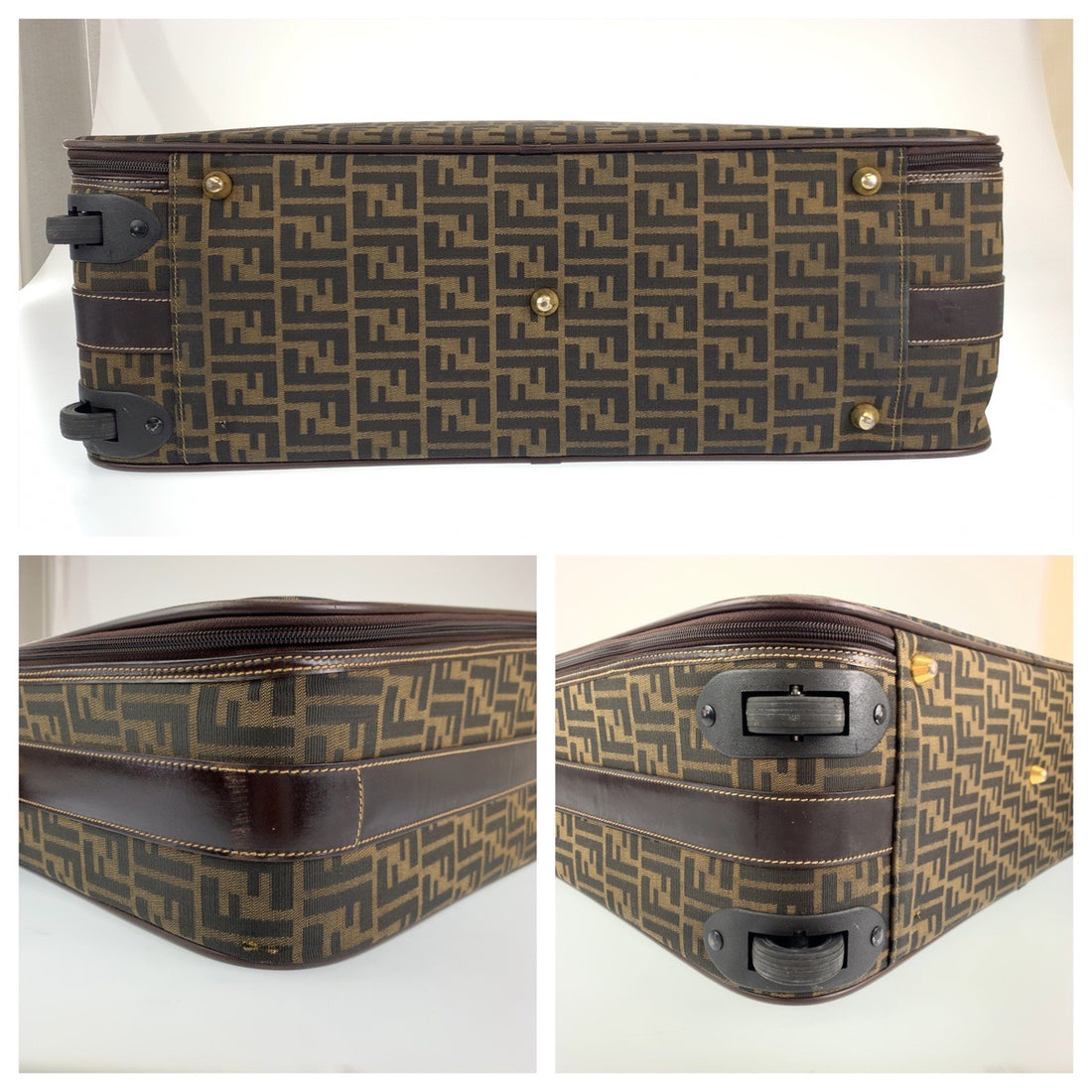 Fendi Zucca Canvas Leather Suitcase in Very Good Condition