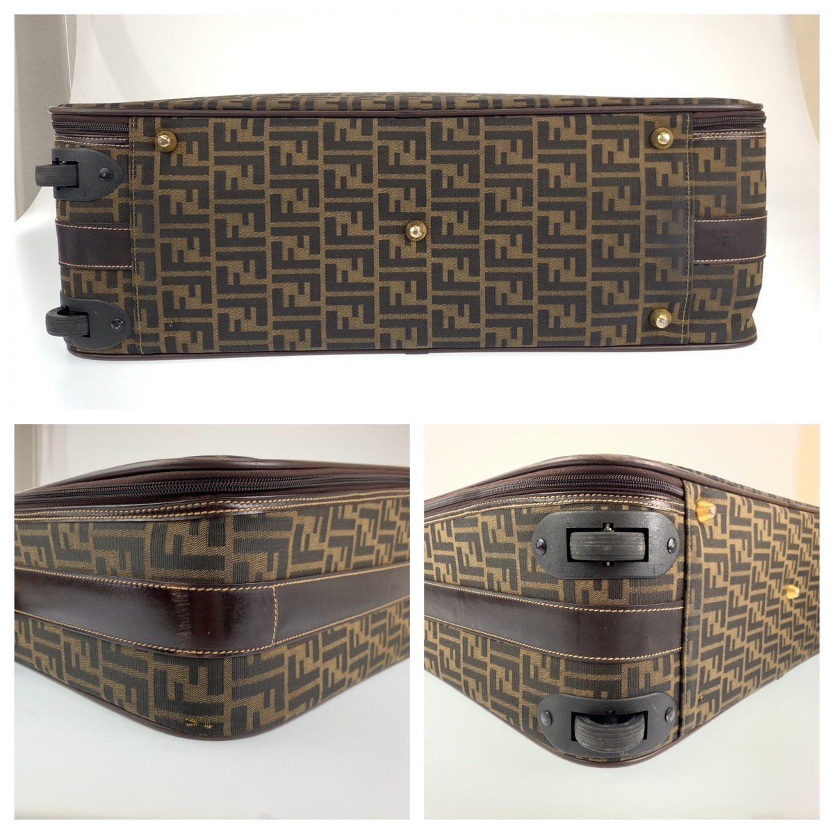 Fendi Zucca Pattern Canvas/Leather Suitcase 403633 in Very Good Condition