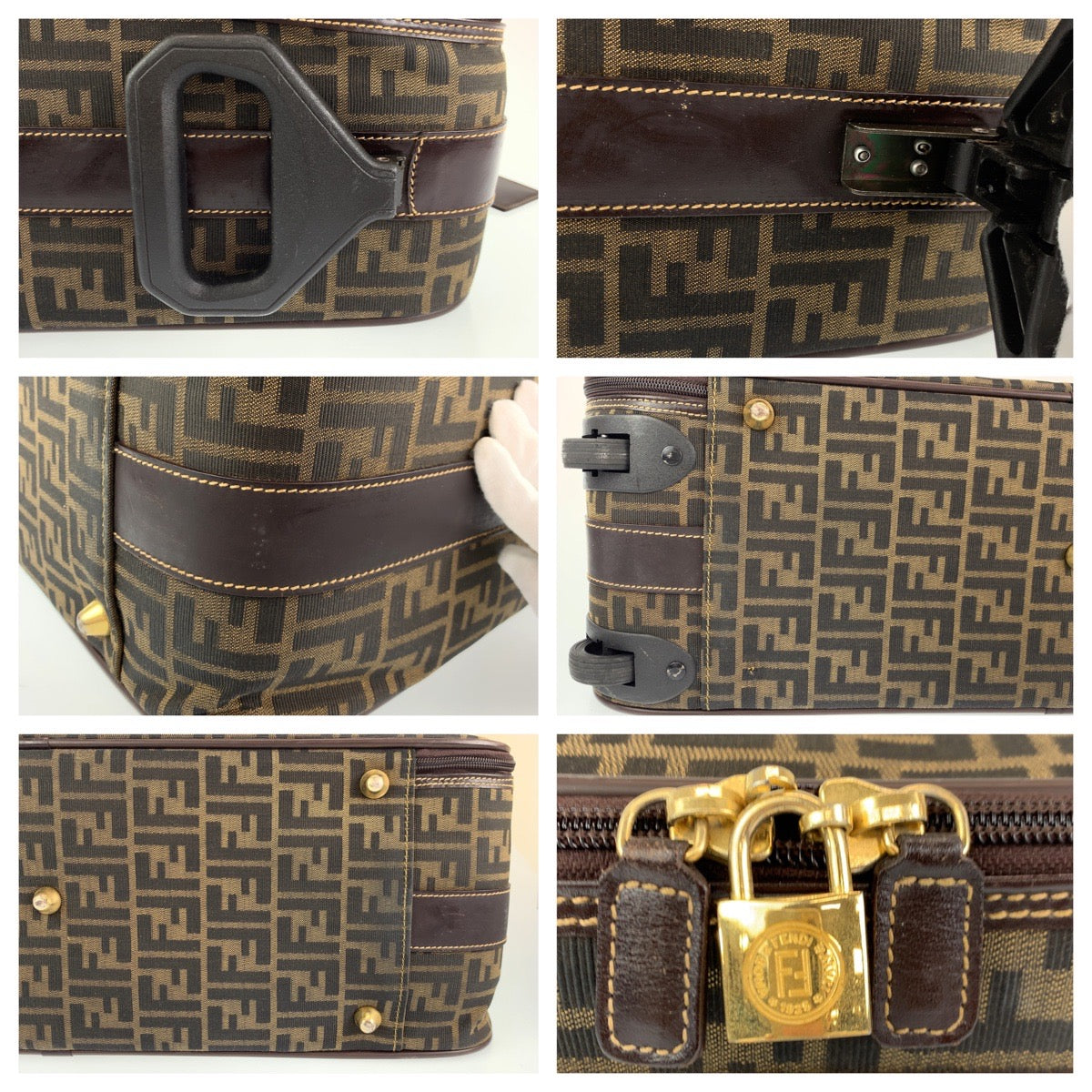 Fendi Zucca Canvas Leather Suitcase