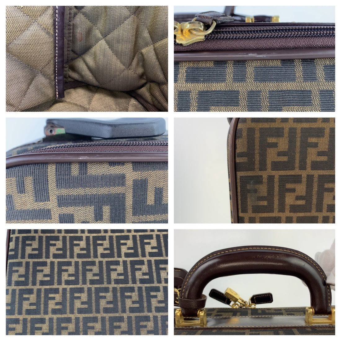 Fendi Zucca Canvas Leather Suitcase in Very Good Condition