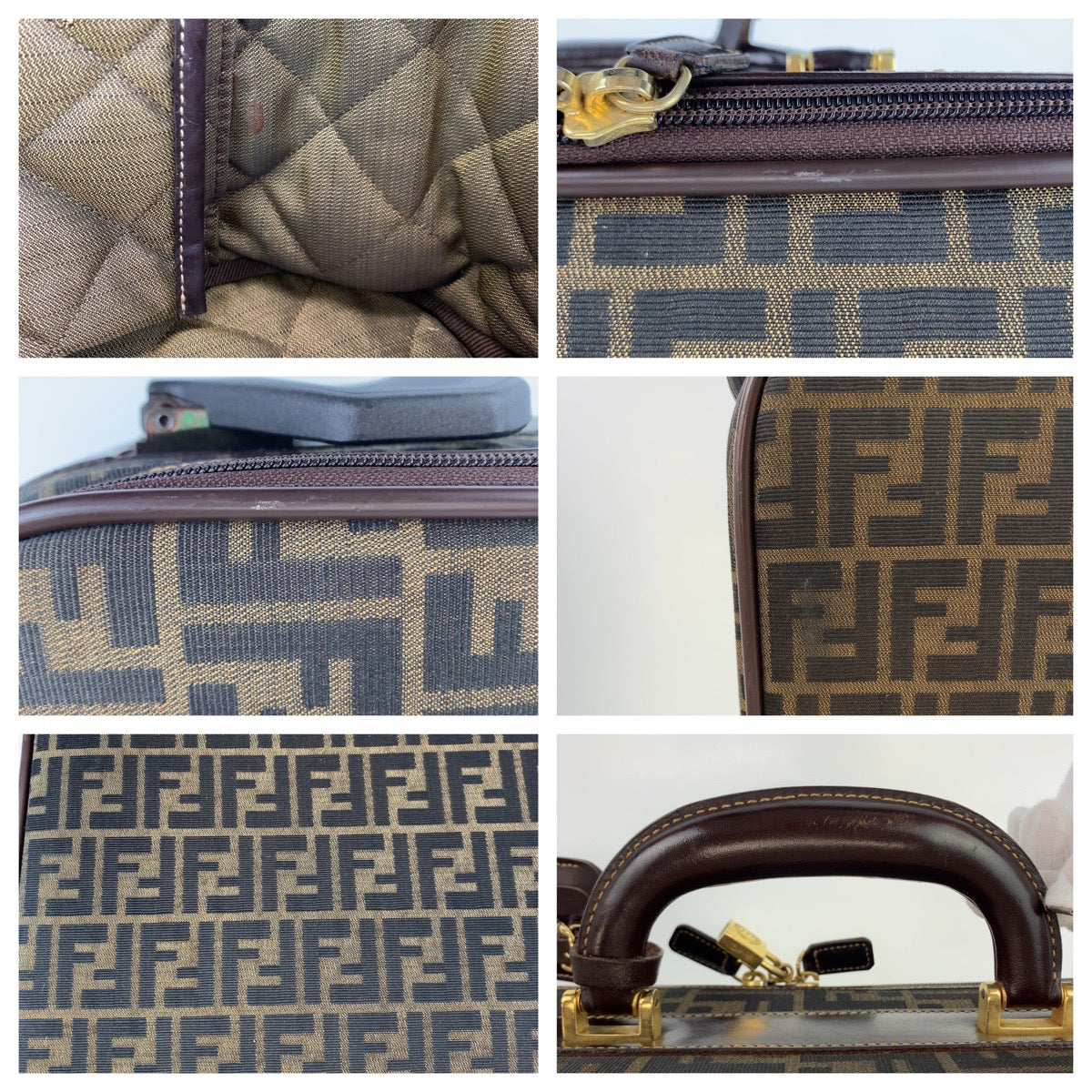 Fendi Zucca Pattern Canvas/Leather Suitcase 403633 in Very Good Condition