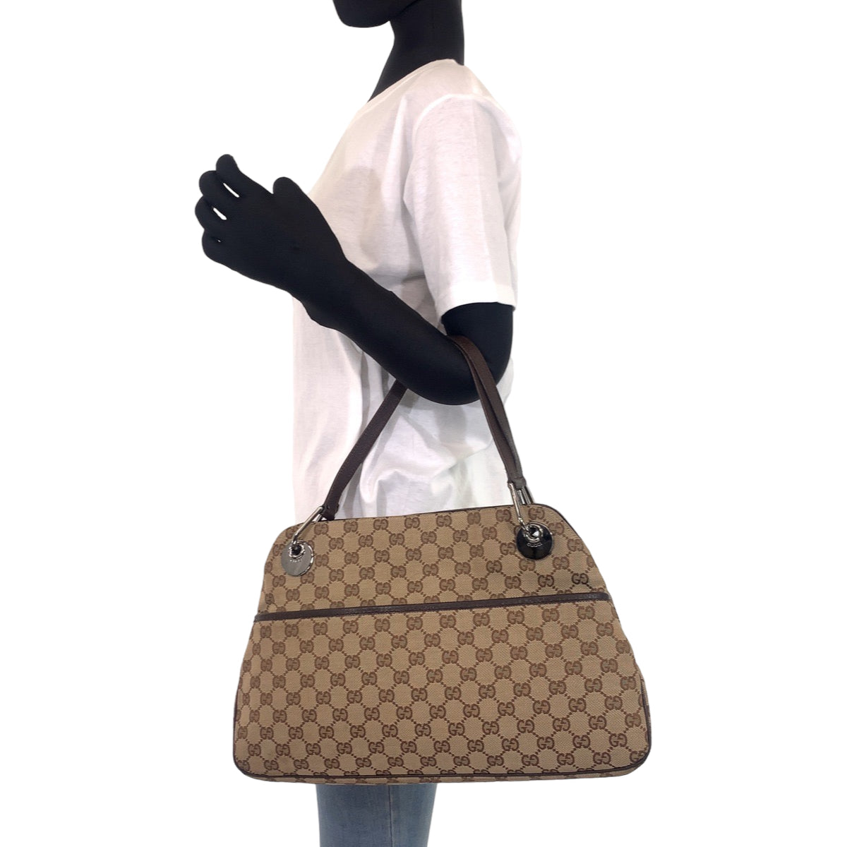 Gucci GG Canvas Brown Tote Bag 121023 in Very Good Condition