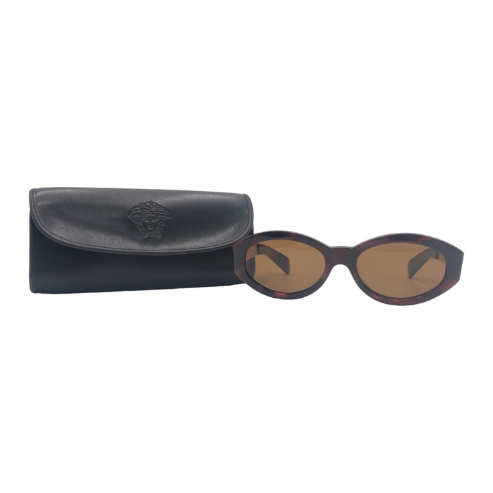 Versace Brown Gold Oval Sunglasses MOD 461/A in Very Good Condition