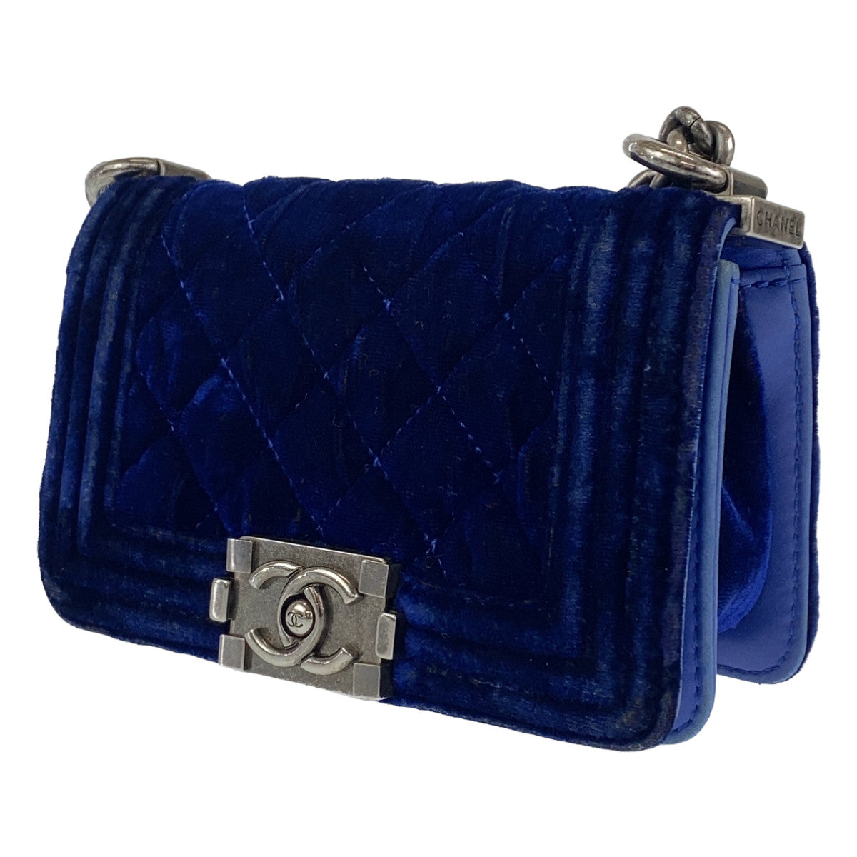 Chanel Mini Boy Matelasse Velour Leather Bag