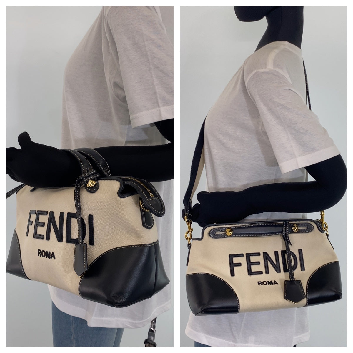 Fendi By The Way Canvas Shoulder Bag 8BL146 ACNW in Very Good Condition