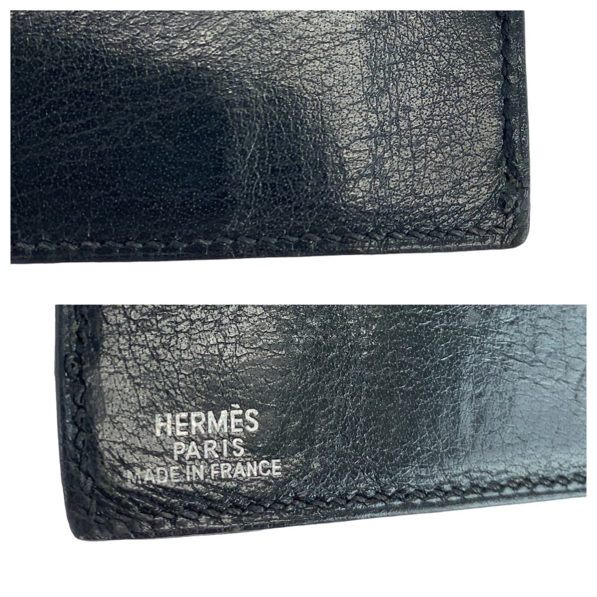 Hermes Vintage Black Chevre Bifold Wallet 403878 in Very Good Condition