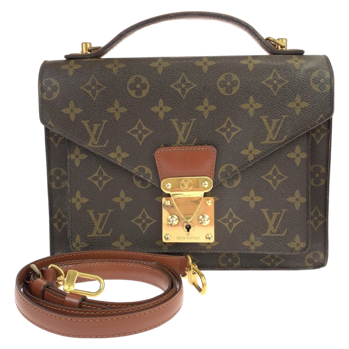 Louis Vuitton Monceau Brown PVC Leather Handbag