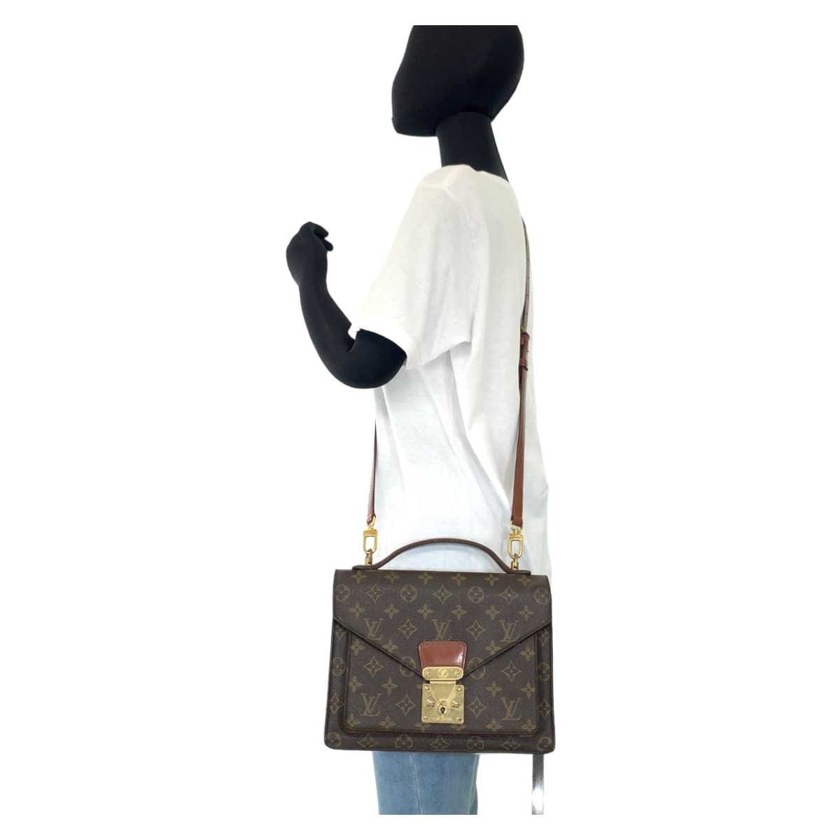 Louis Vuitton Monceau Brown PVC Leather Handbag