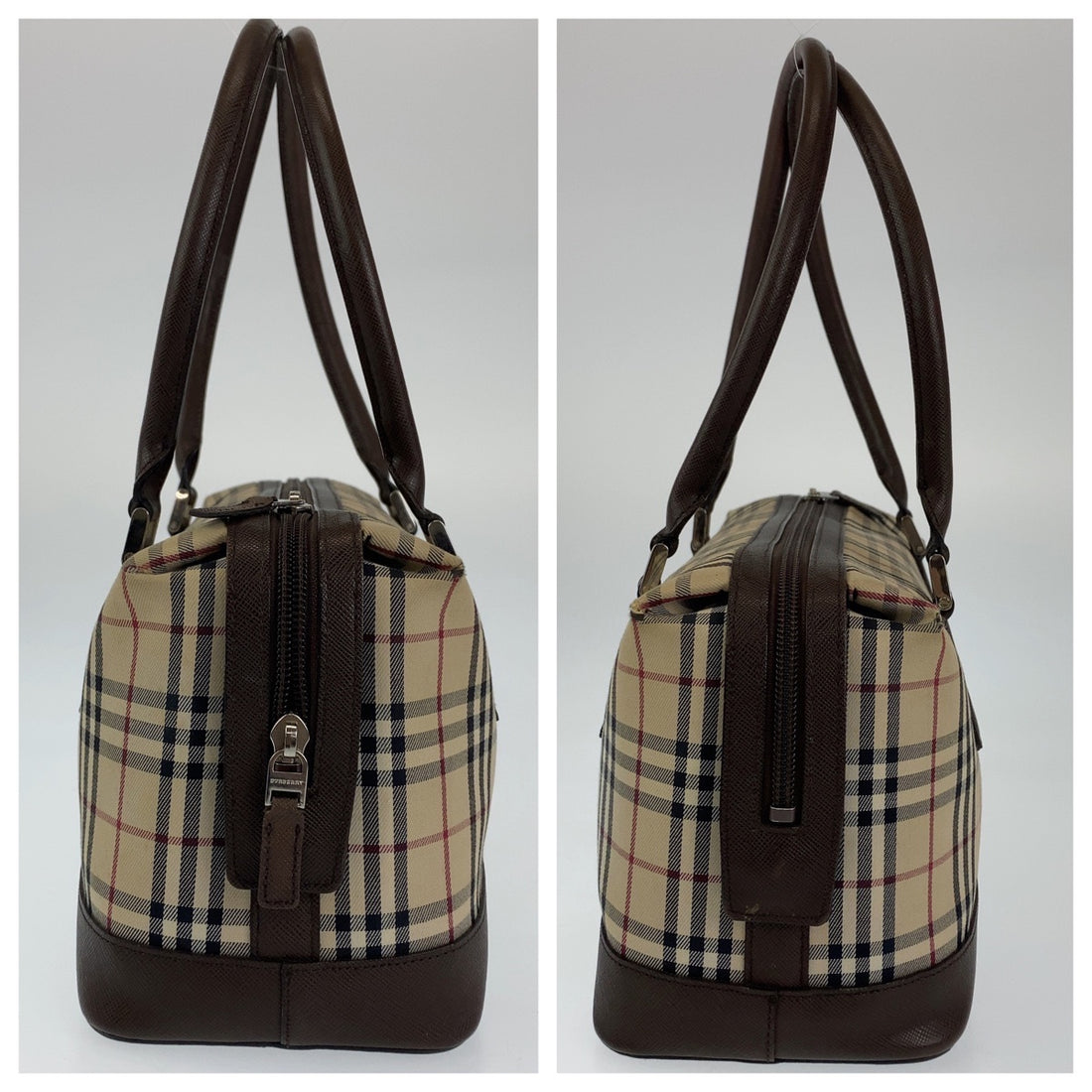 Burberry Brown Canvas Tote Handbag in Very Good Condition