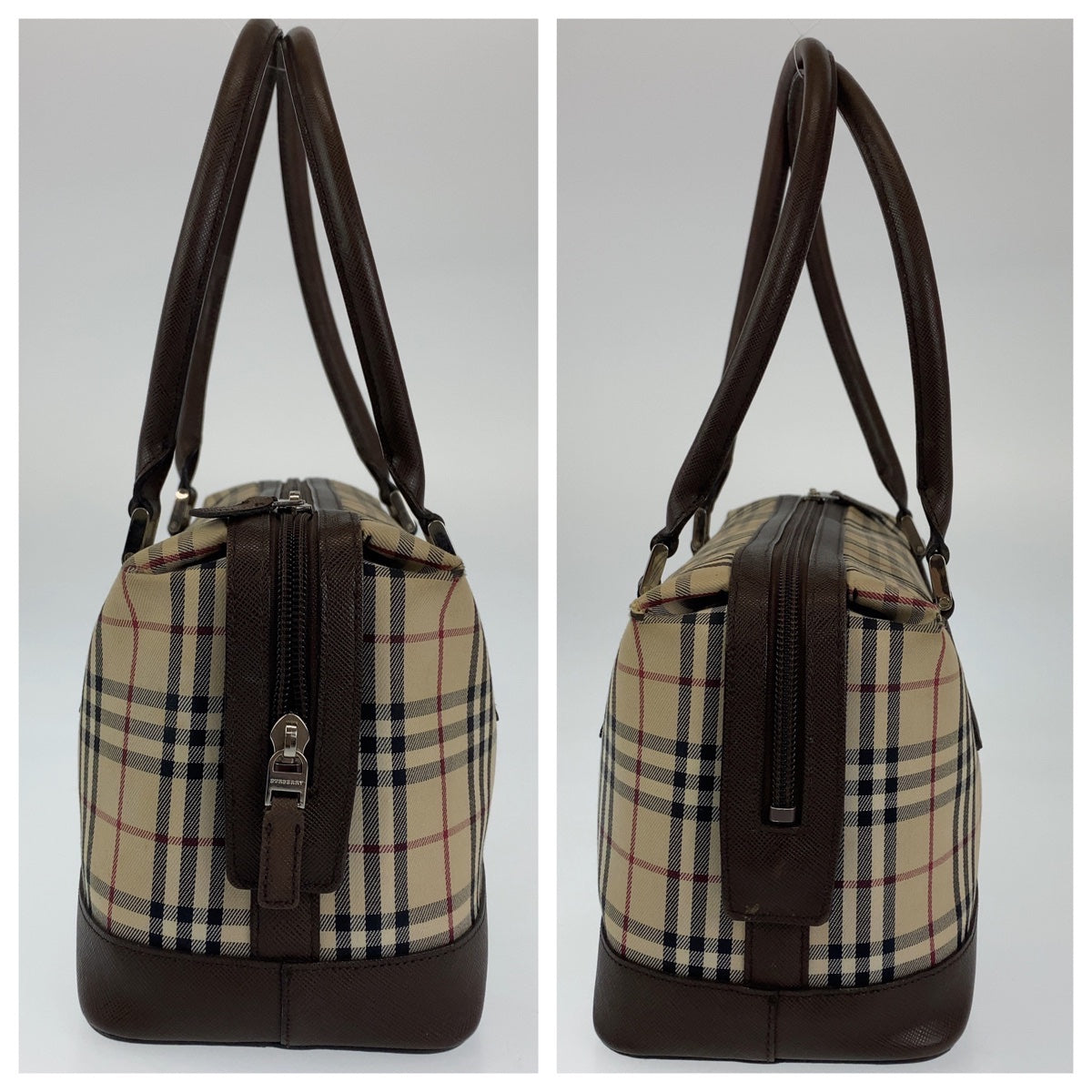 Burberry Brown Canvas Handbag Tote Bag in Very Good Condition