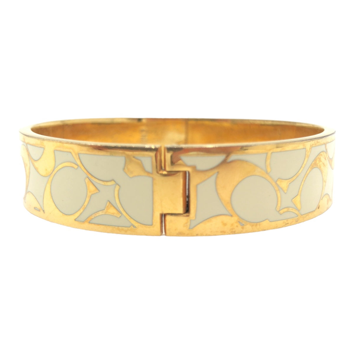 Coach Gold Metal Signature Bangle Bracelet in Very Good Condition