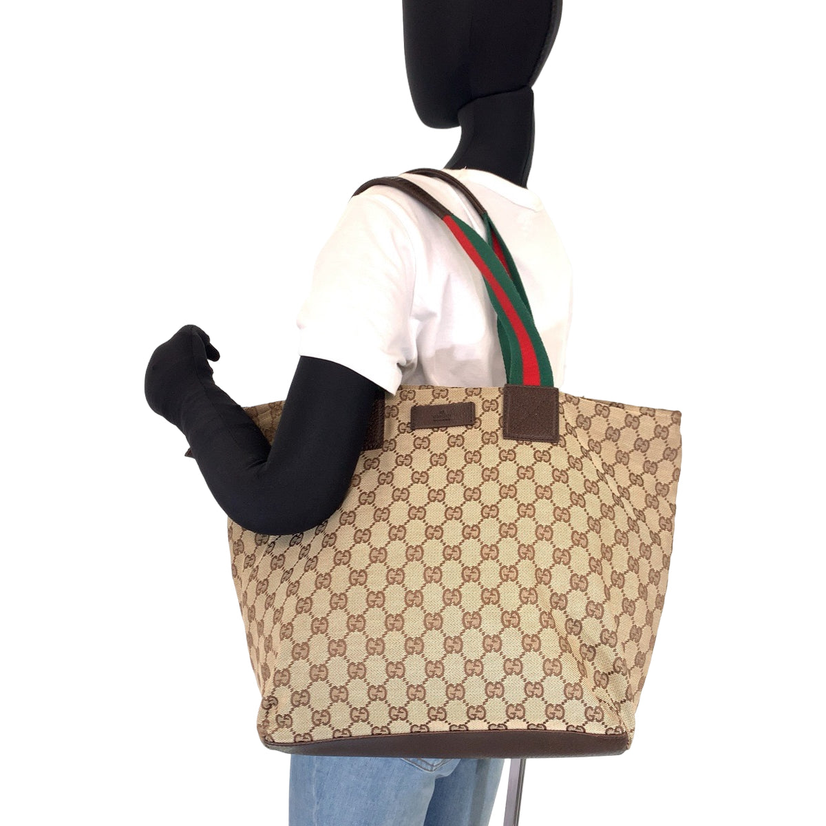 Gucci GG Canvas Sherry Line Tote Bag 131231 in Very Good Condition