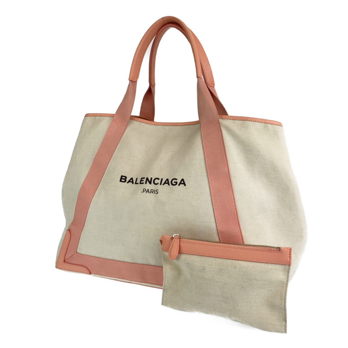 Balenciaga Canvas/Leather Navy Cabas Tote Bag 403987 in Very Good Condition