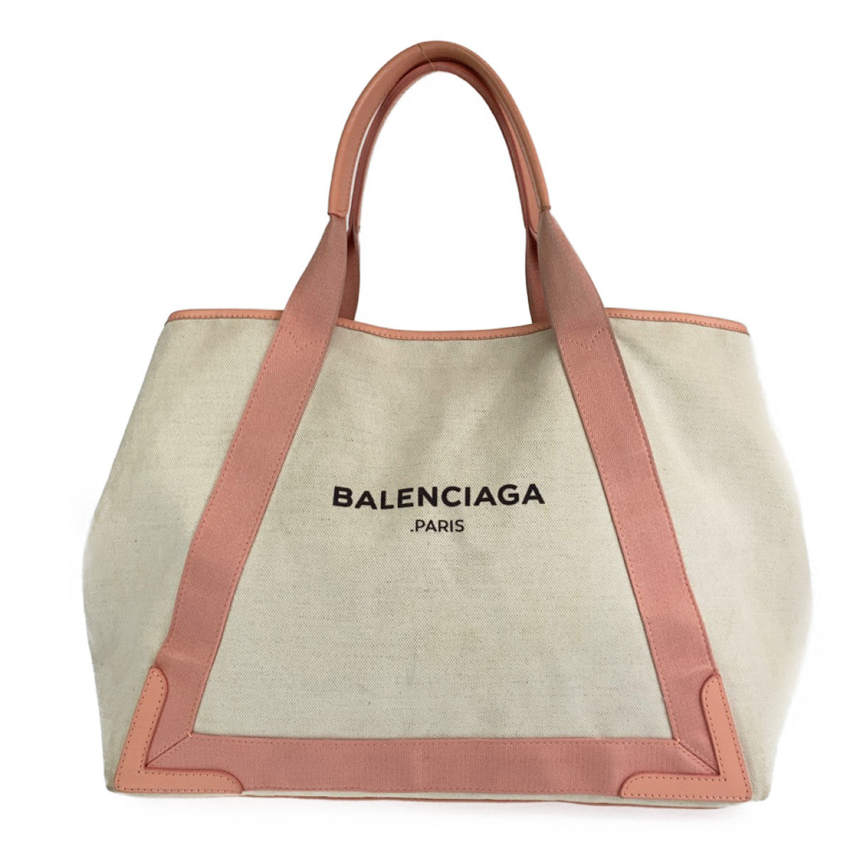 Balenciaga Canvas/Leather Navy Cabas Tote Bag 403987 in Very Good Condition