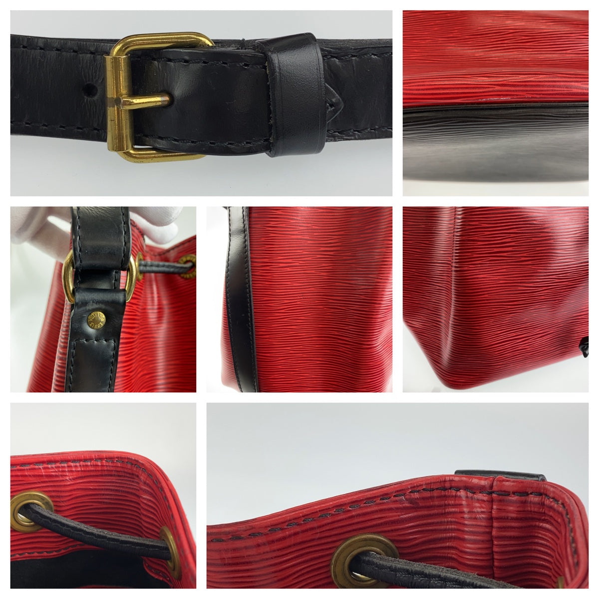 Louis Vuitton Epi Noe Shoulder Bag Red Black