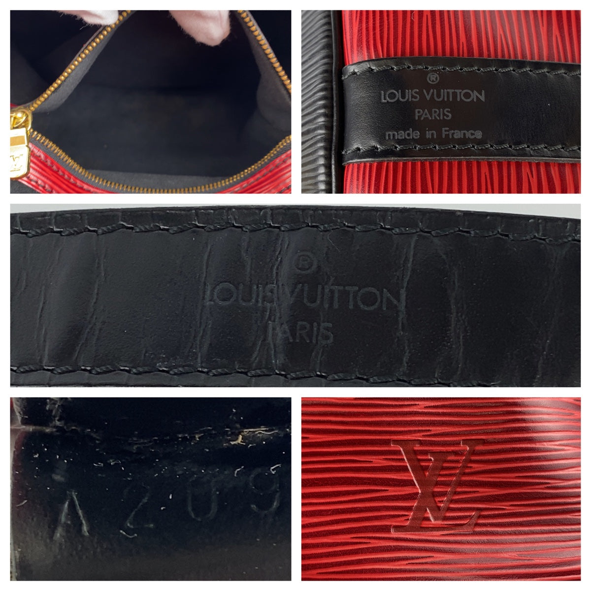 Louis Vuitton Epi Noe Shoulder Bag Red Black