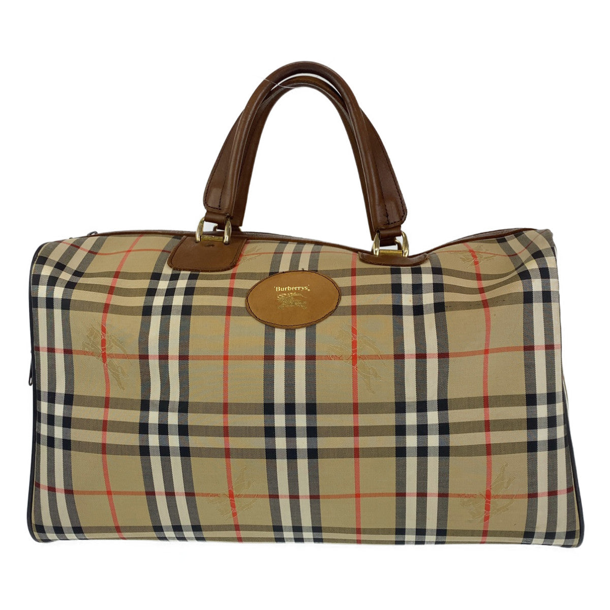 Burberry Vintage Check Canvas Leather Boston Bag