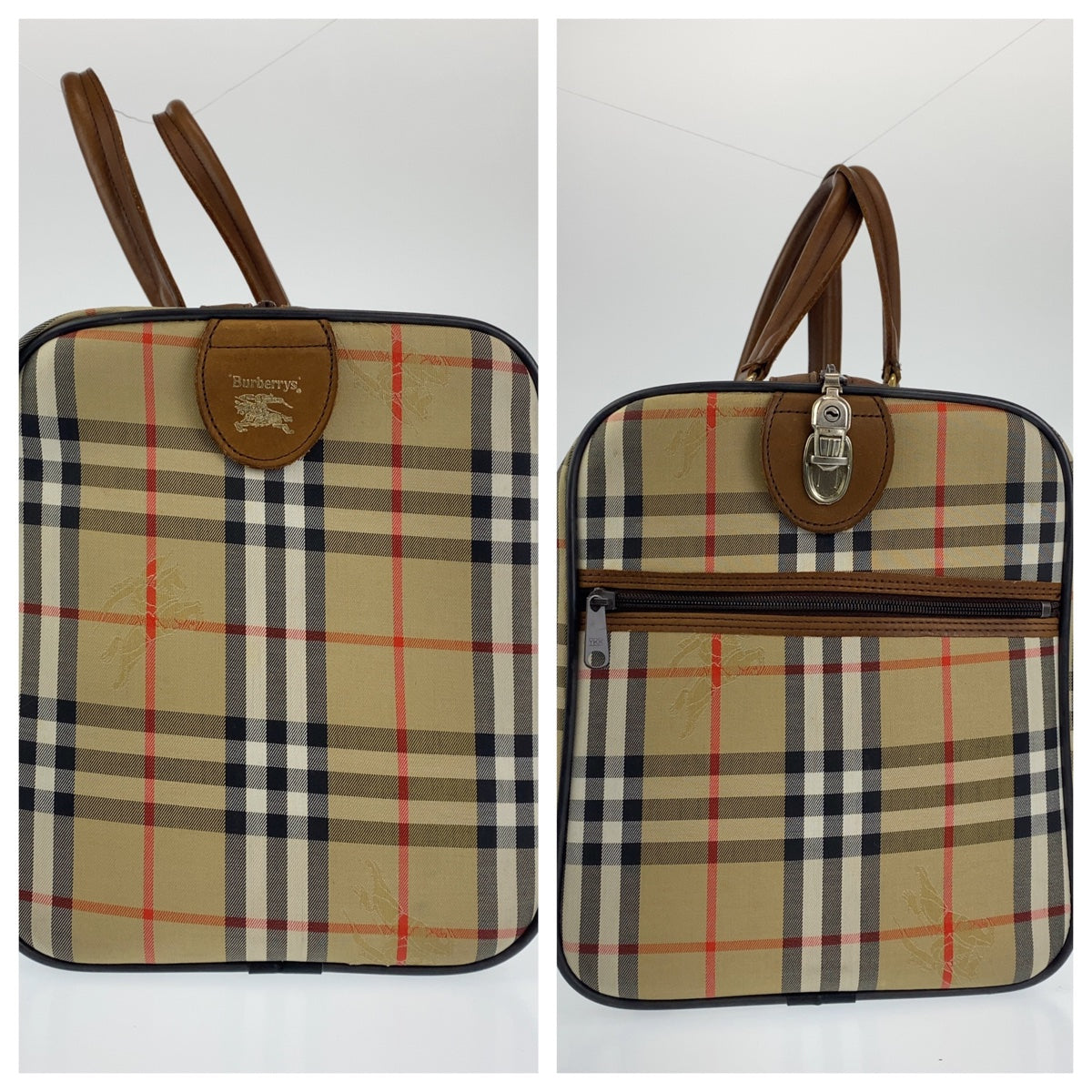 Burberry Vintage Check Canvas/Leather Boston Bag in Very Good Condition