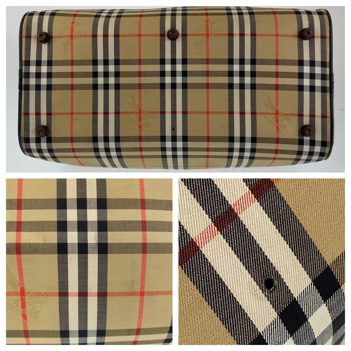 Burberry Vintage Check Canvas Leather Boston Bag