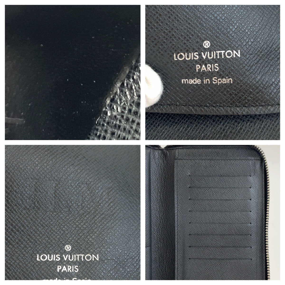 Louis Vuitton Taiga Zippy Wallet Vertical Black Leather