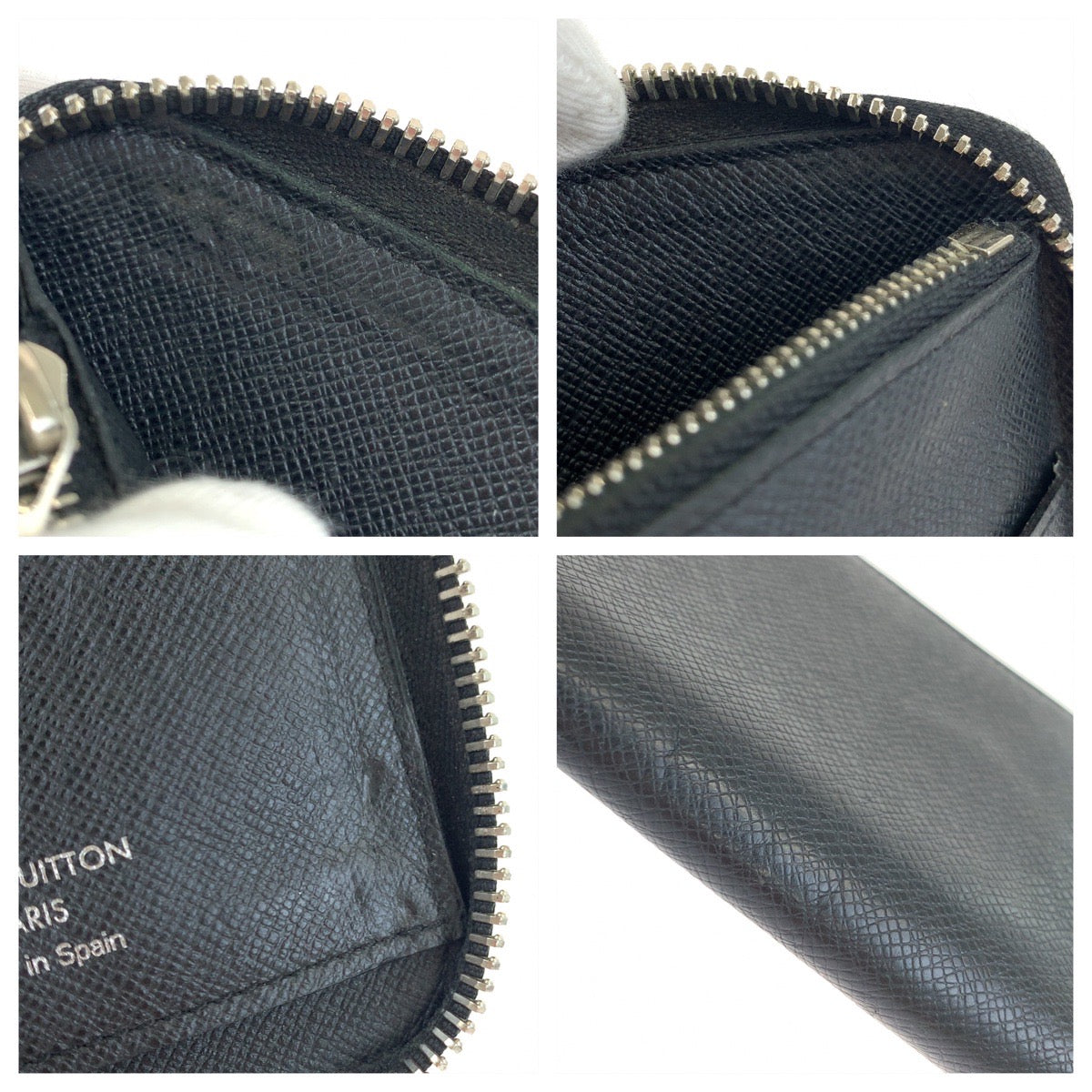 Louis Vuitton Taiga Zippy Wallet Vertical Black Leather