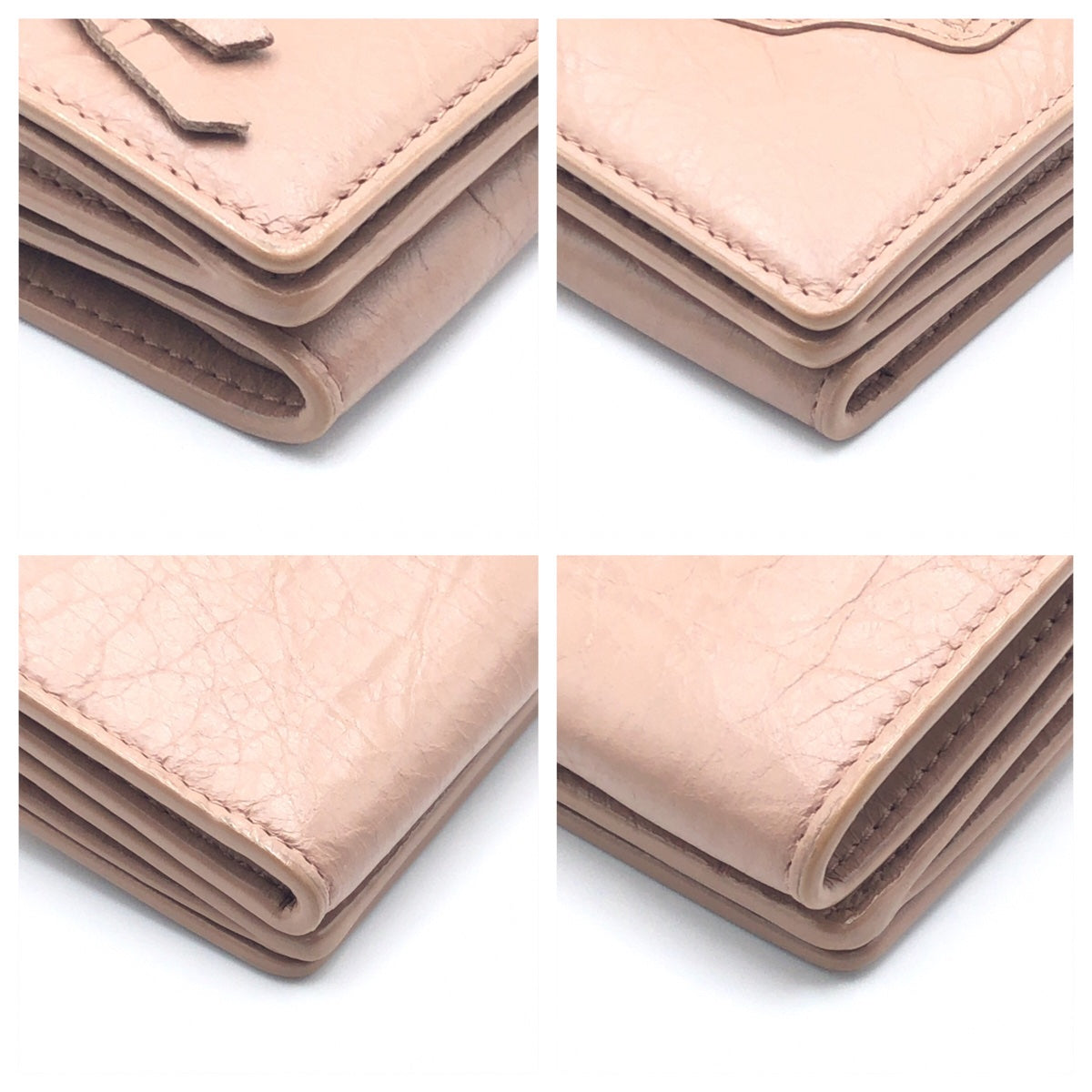 Balenciaga Classic Mini Wallet Pink Beige Lambskin in Very Good Condition