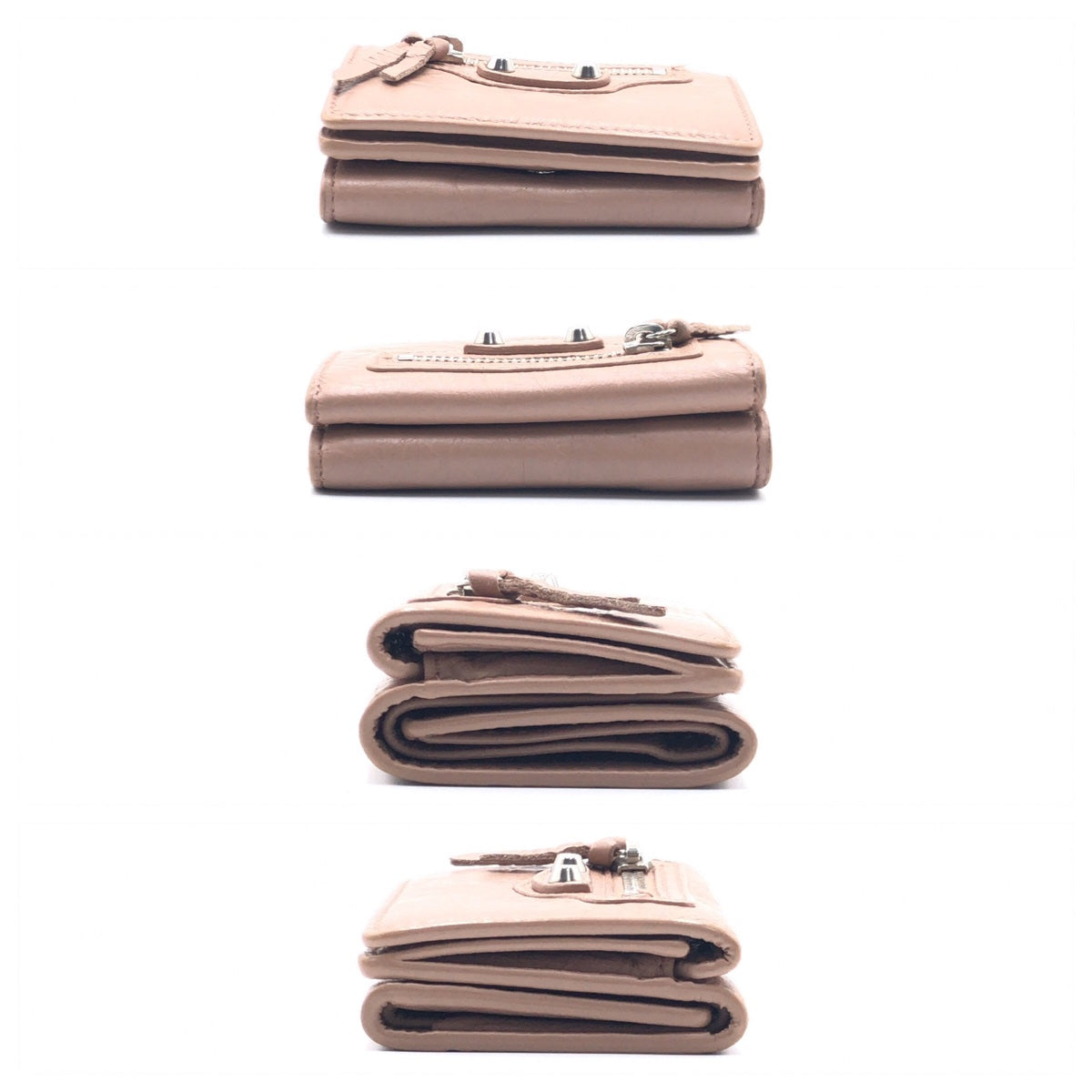 Balenciaga Classic Mini Wallet Pink Beige Lambskin in Very Good Condition