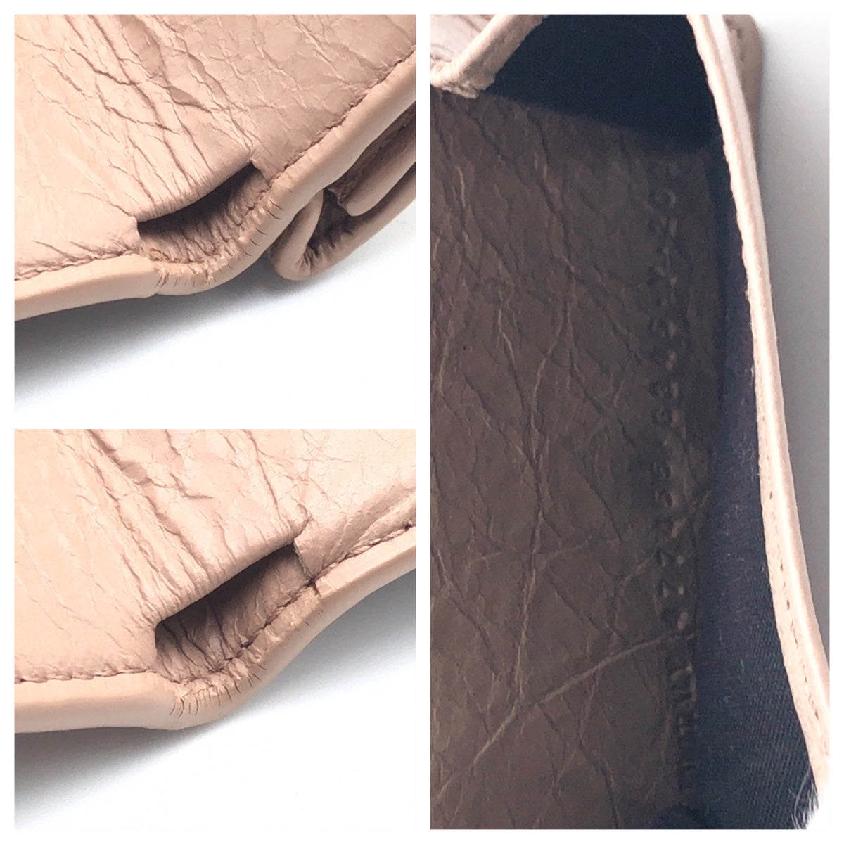 Balenciaga Classic Mini Wallet Pink Beige Lambskin in Very Good Condition