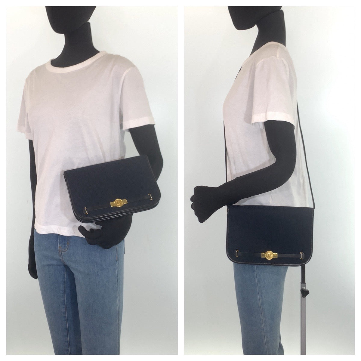 Dior Vintage Trotter Canvas/Leather Shoulder Bag