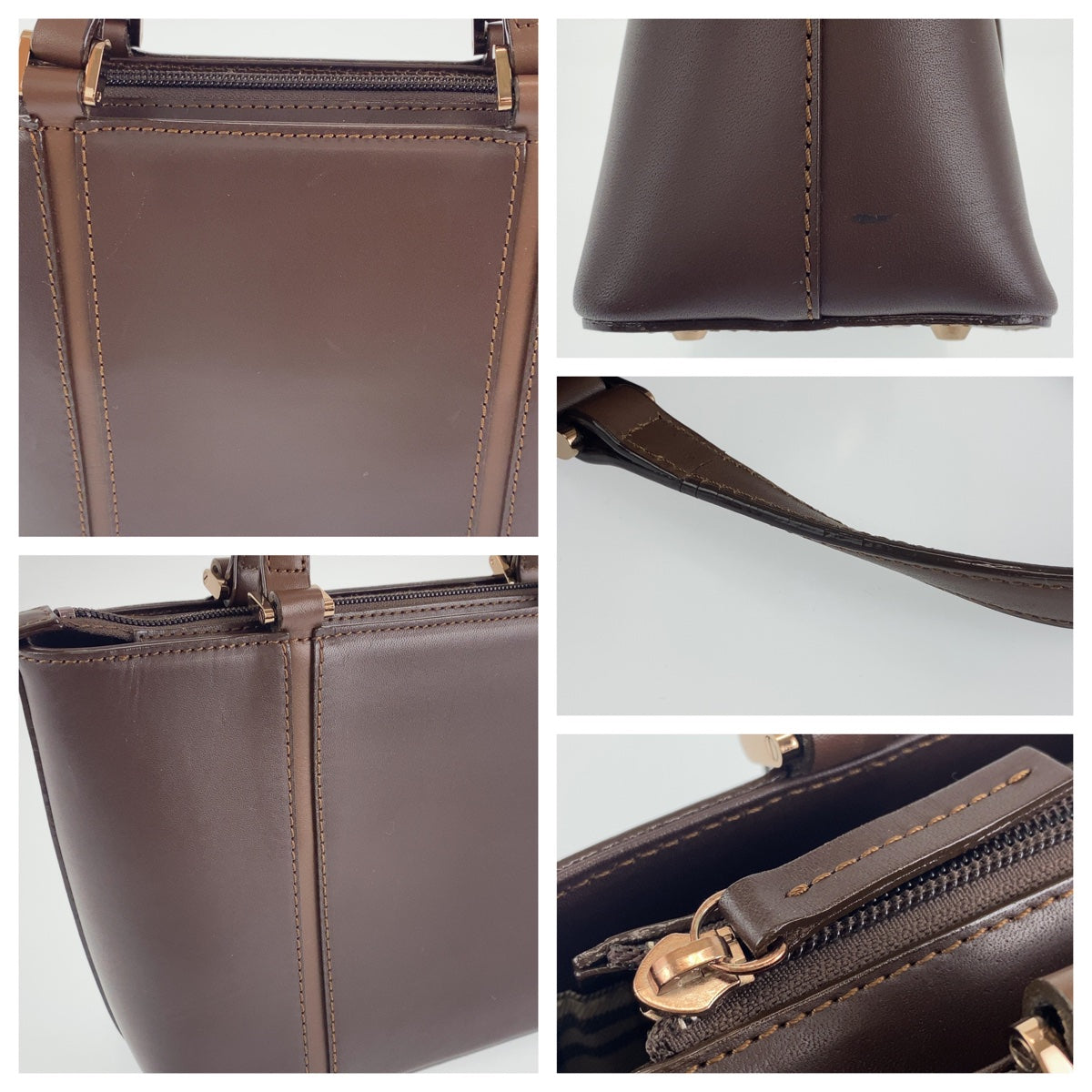 Burberry Leather Tote Bag Brown Gold Hardware