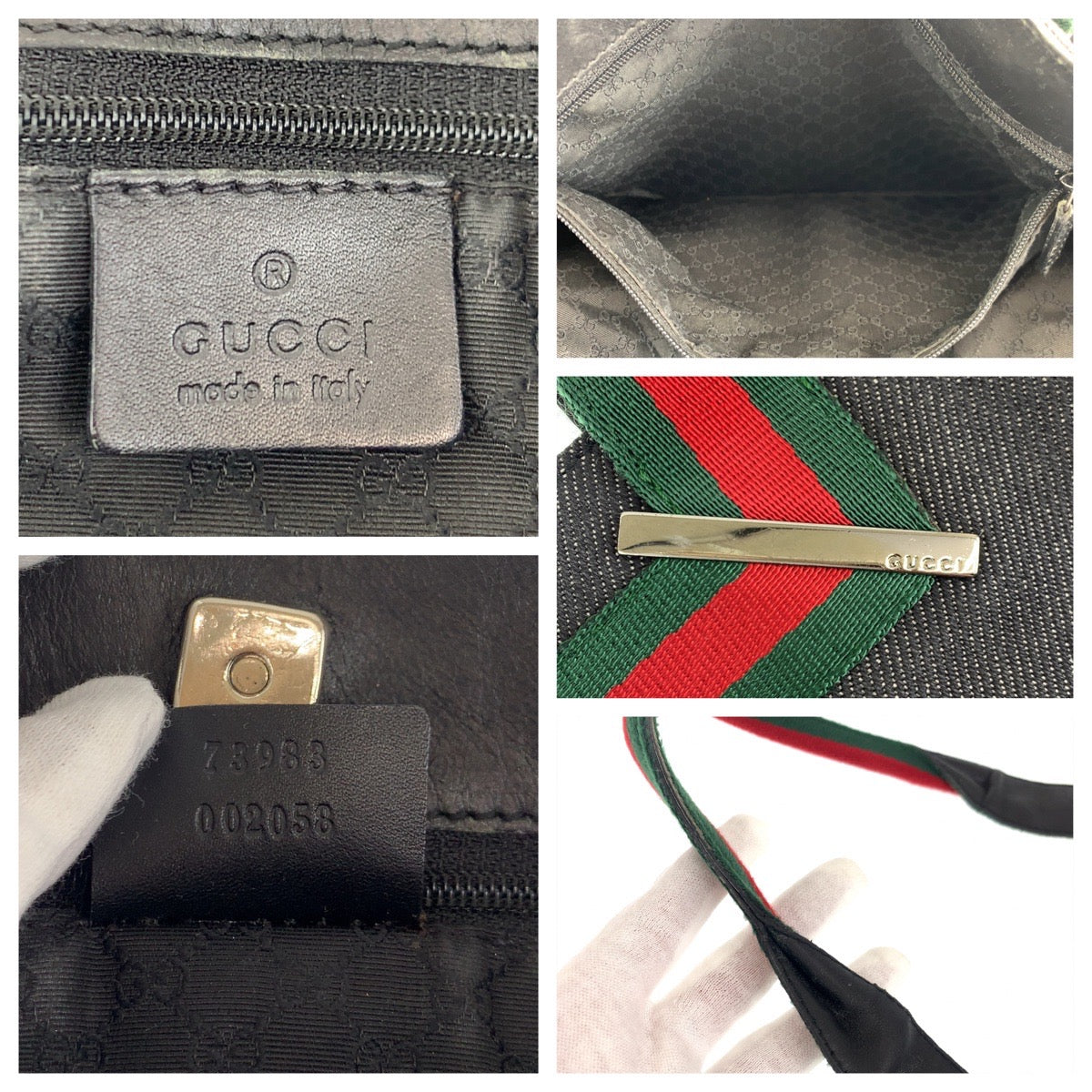 Gucci Canvas/Leather Handbag Tote 73983 in Very Good Condition