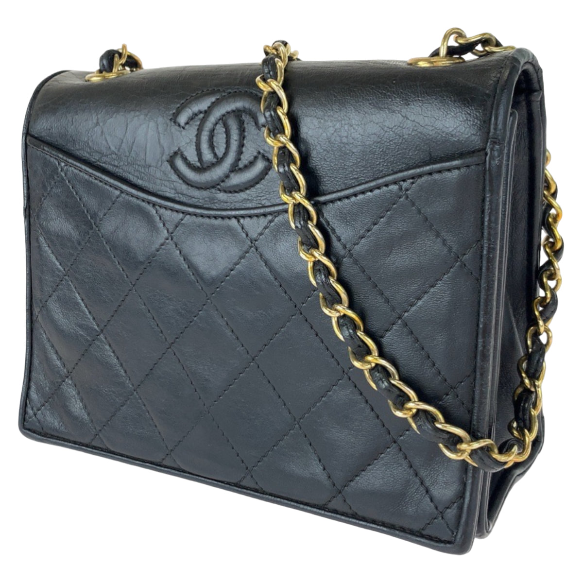 Chanel Vintage Matelasse Lambskin Single Flap Crossbody Bag in Very Good Condition