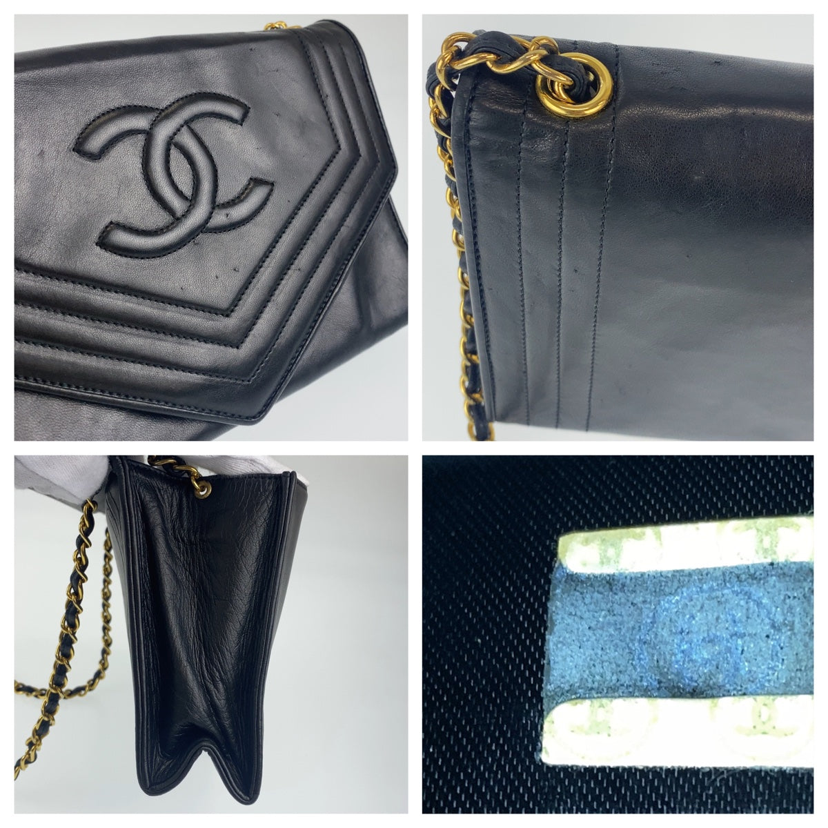 Chanel Vintage Mademoiselle Coco Mark Black Lambskin Shoulder Bag in Very Good Condition