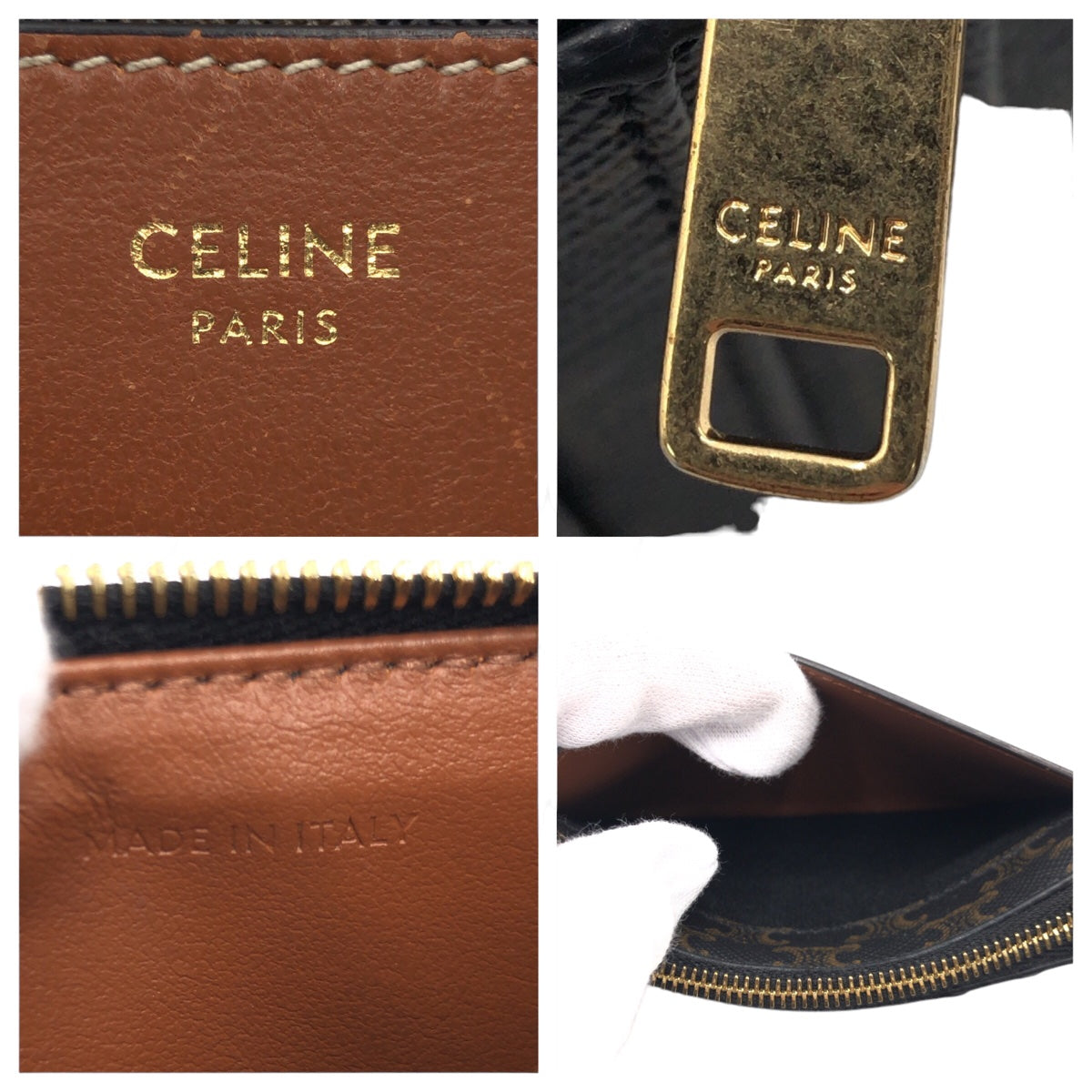 Celine Triomphe Canvas Coin Case Brown/Black in Very Good Condition