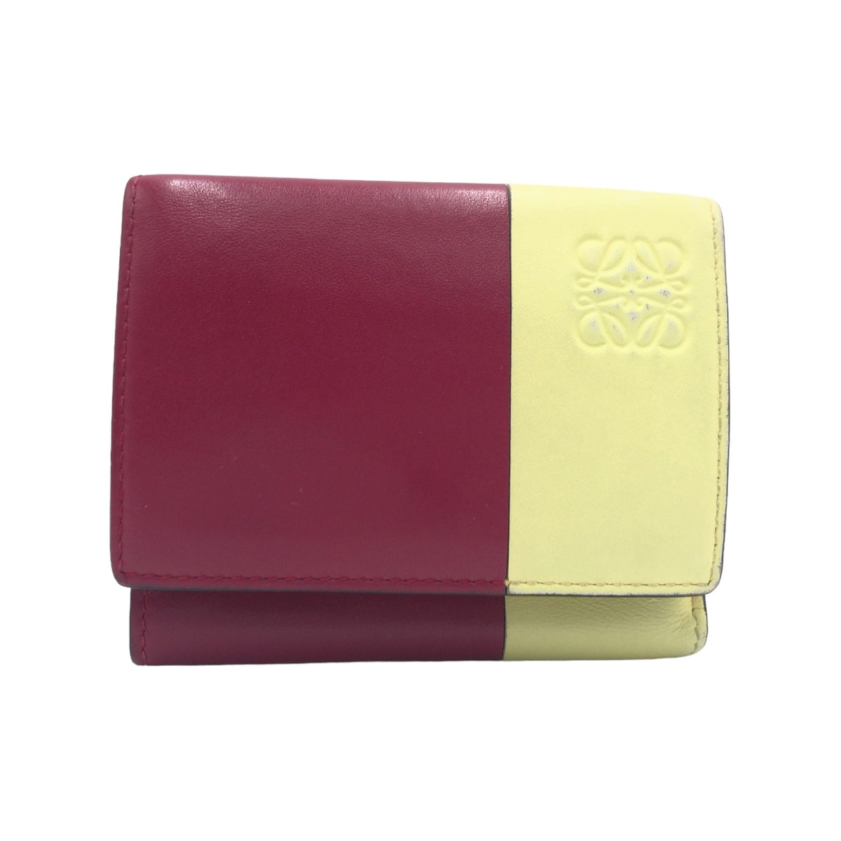 Loewe Leather Anagram Color Block Trifold Wallet 404265 in Very Good Condition