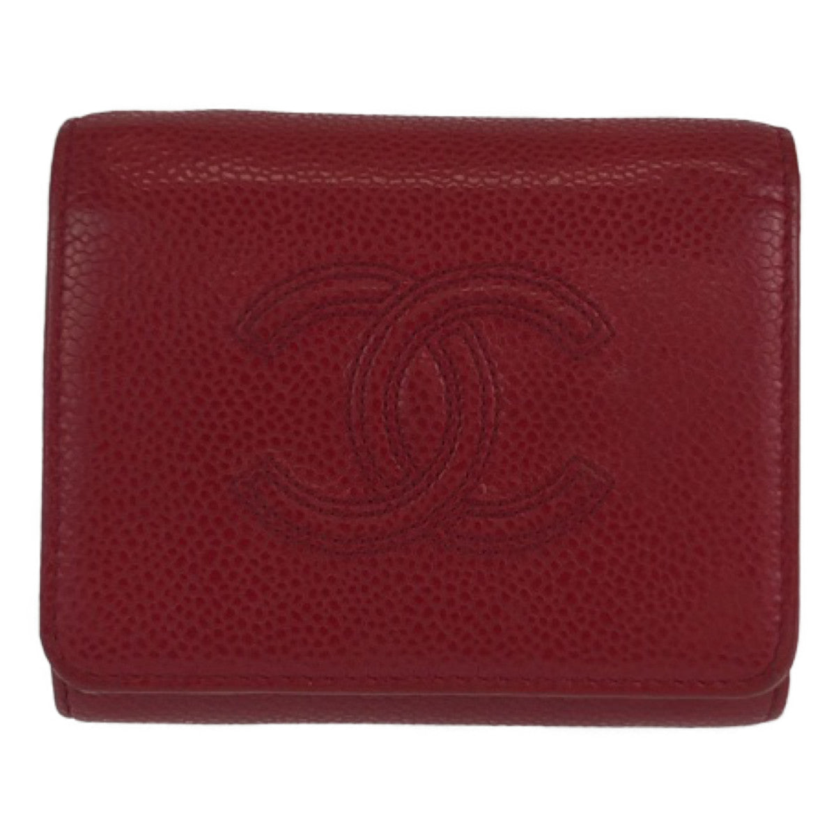 Chanel Caviar Skin Tri-Fold Wallet Compact 404277 in Very Good Condition