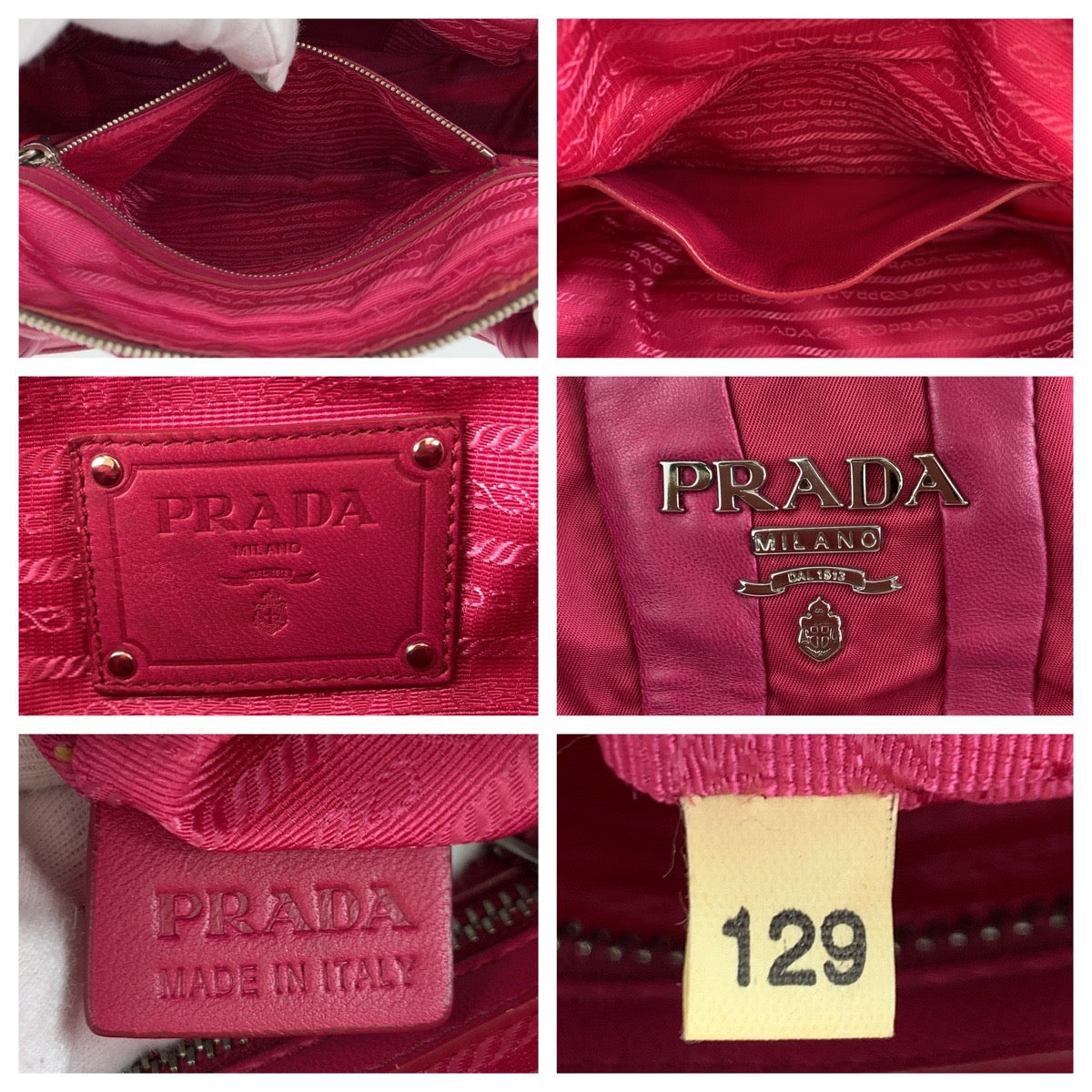 Prada Nylon/Leather Handbag Tote 404308 in Very Good Condition