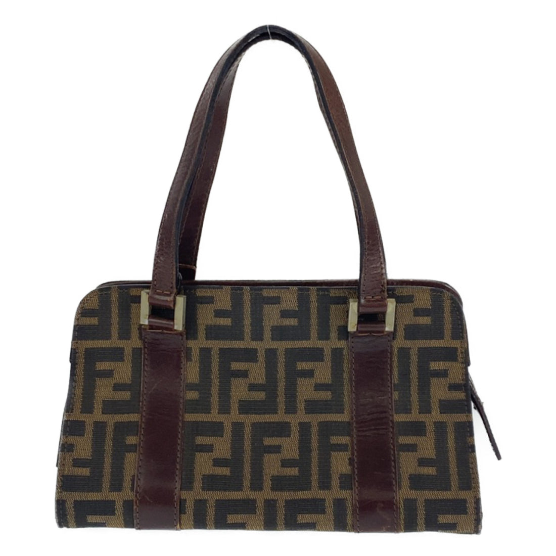 Fendi Zucca Canvas Leather Tote Handbag