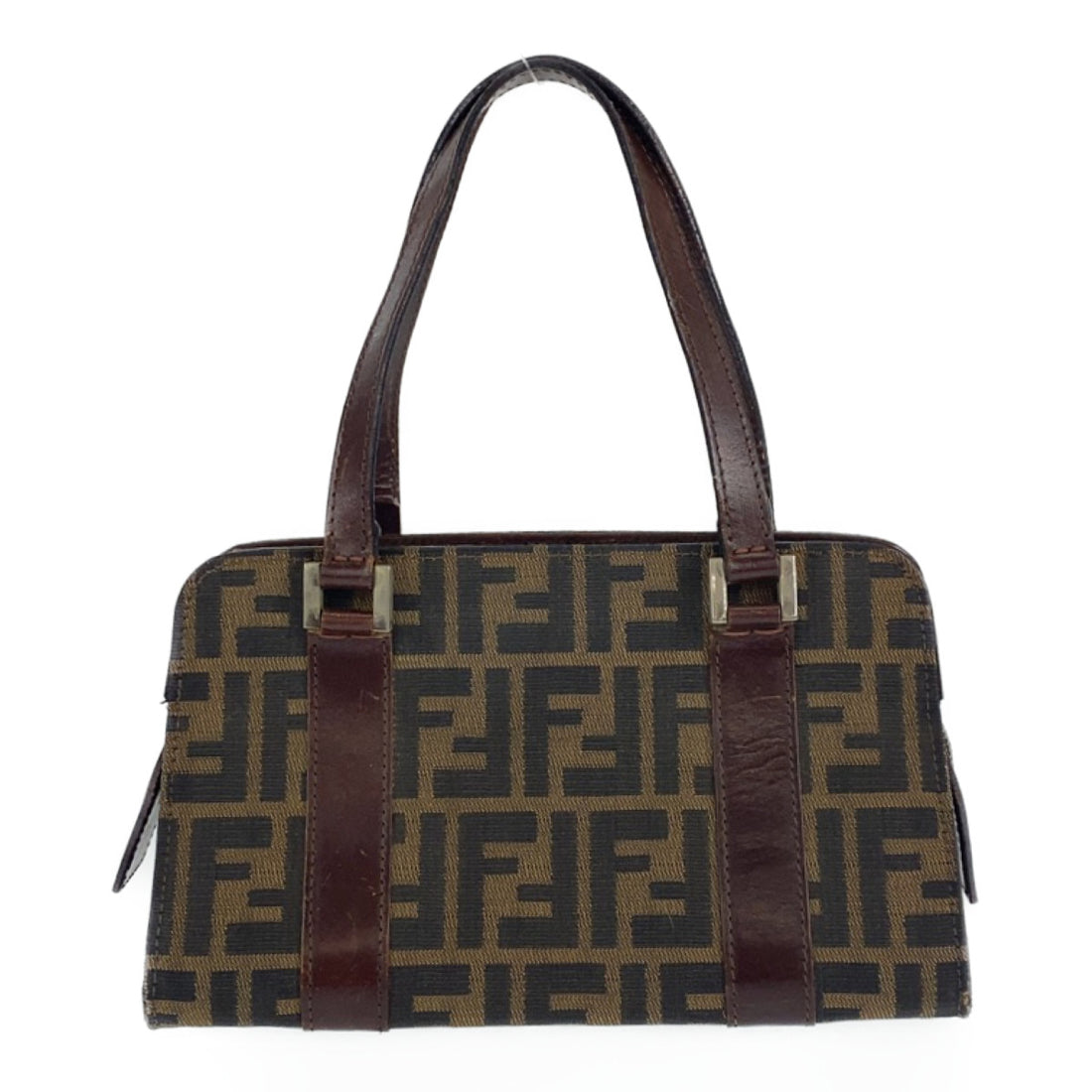 Fendi Zucca Canvas Leather Tote Handbag