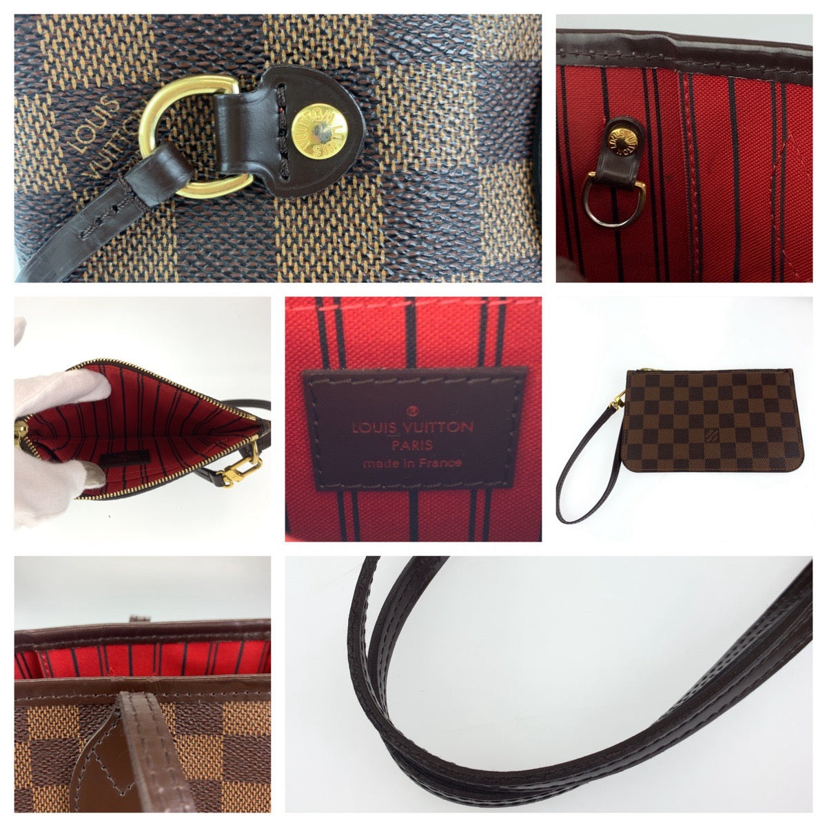 Louis Vuitton Damier Neverfull PM Tote Bag with Pouch N41359 in Very Good Condition