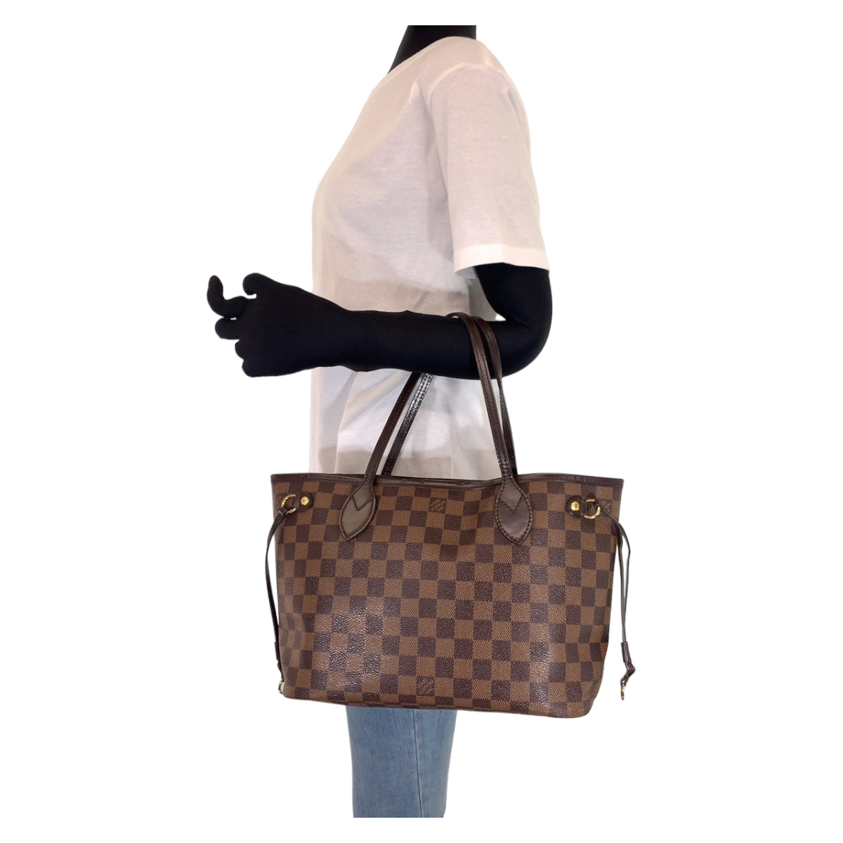 Louis Vuitton Damier Neverfull PM Tote Bag with Pouch N41359 in Very Good Condition