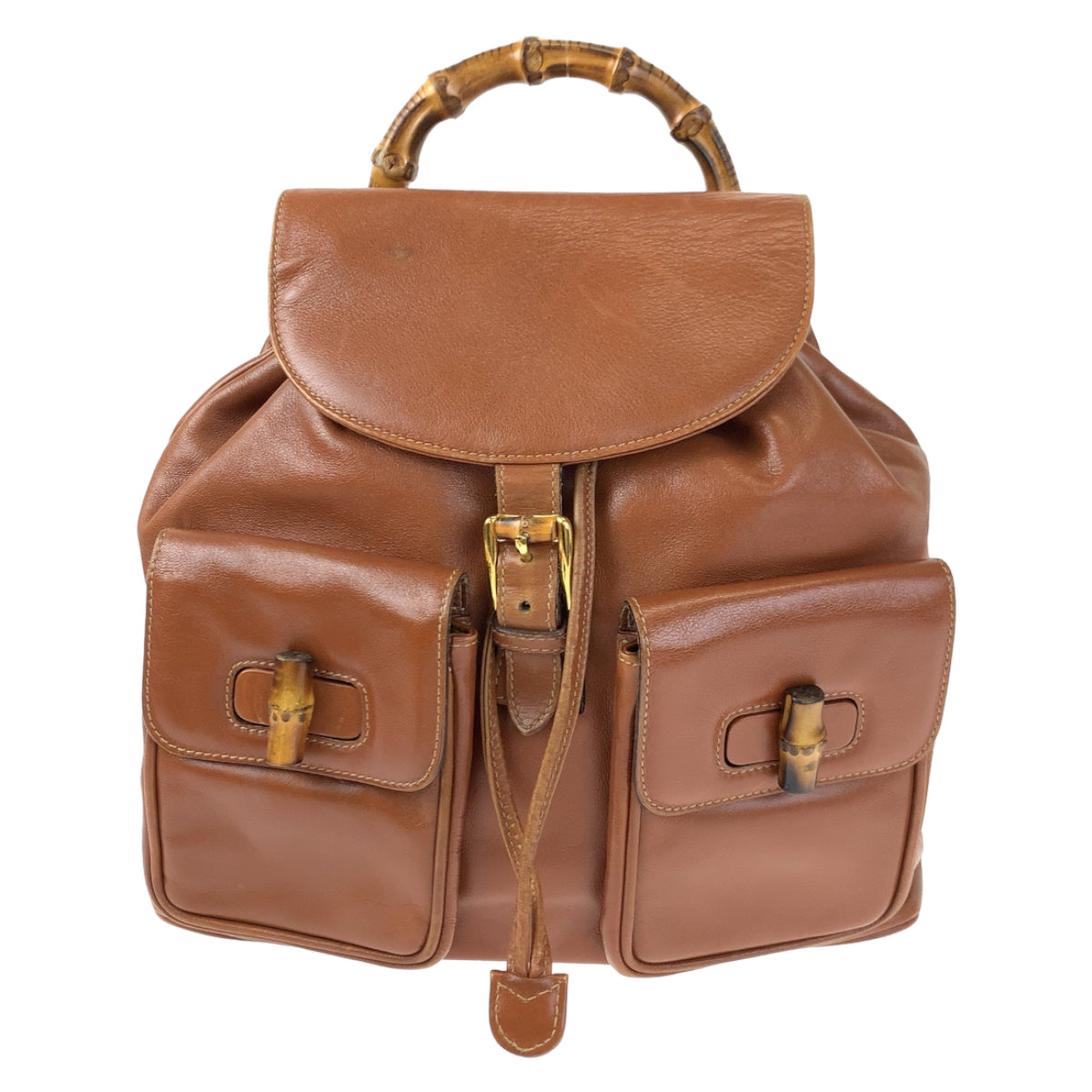 Gucci Vintage Bamboo Leather Backpack