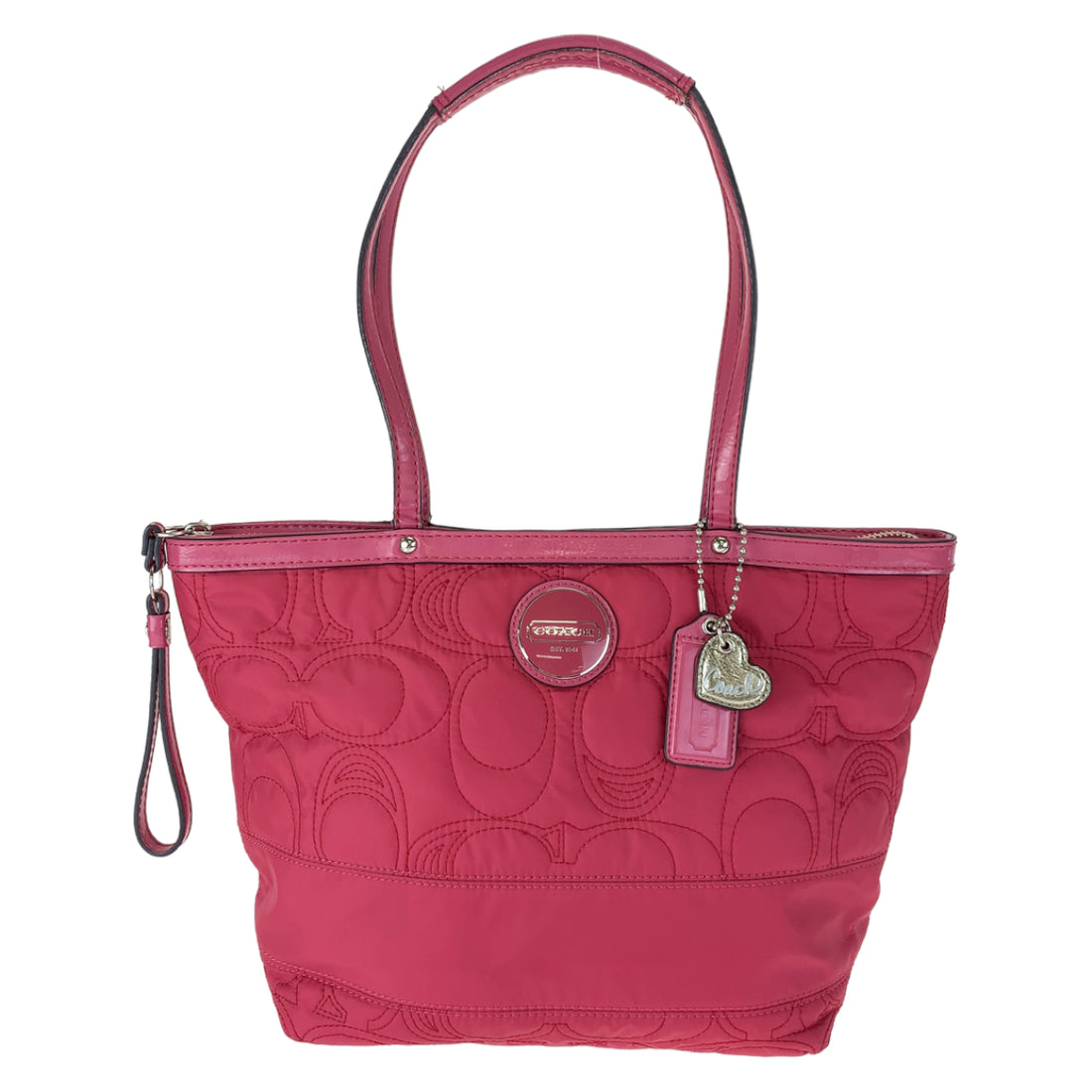 Coach Signature Stripe Pink Nylon Tote Bag