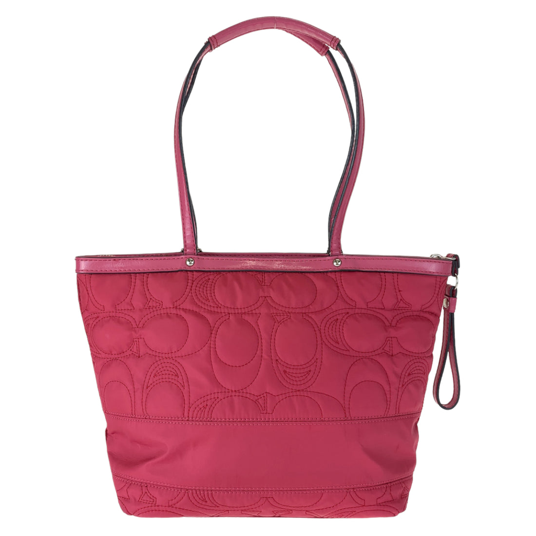 Coach Signature Stripe Pink Nylon Tote Bag