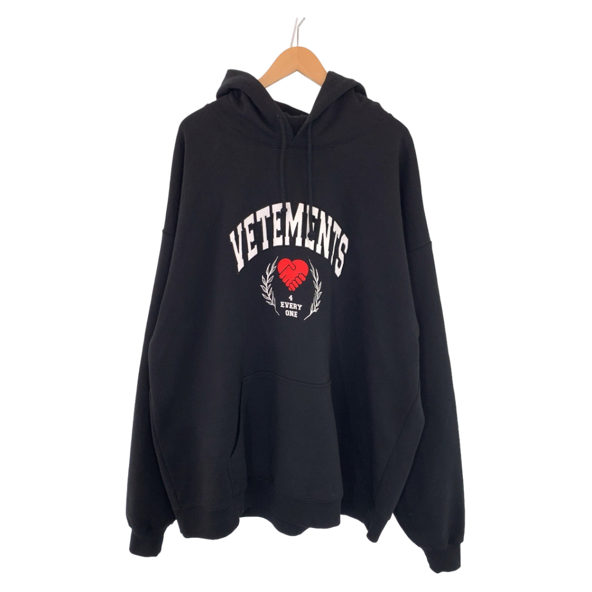 VETEMENTS Solidarity Embroidered Hoodie Black L