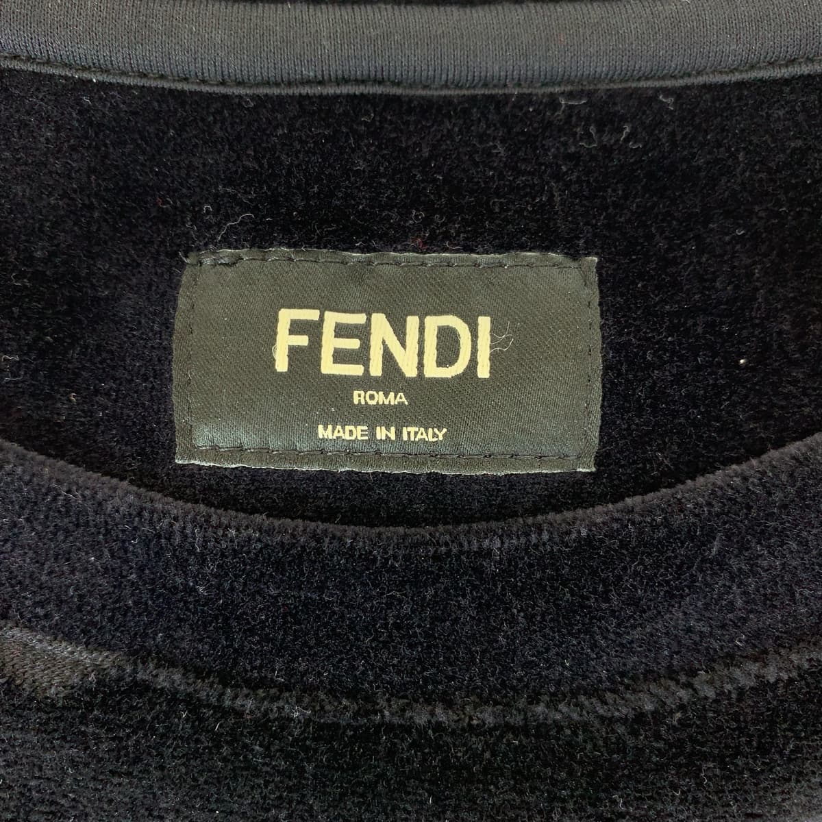 Fendi Velour Sweatshirt Zucca Pattern Black Size L in Great Condition