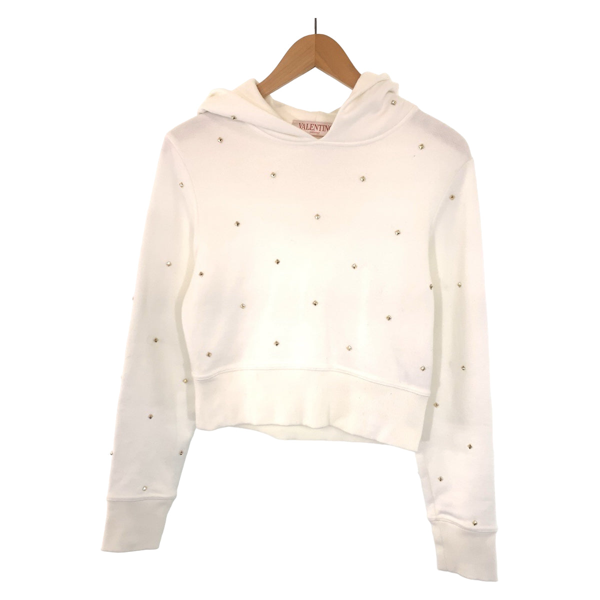 Valentino Rockstuds Cotton Hoodie S White