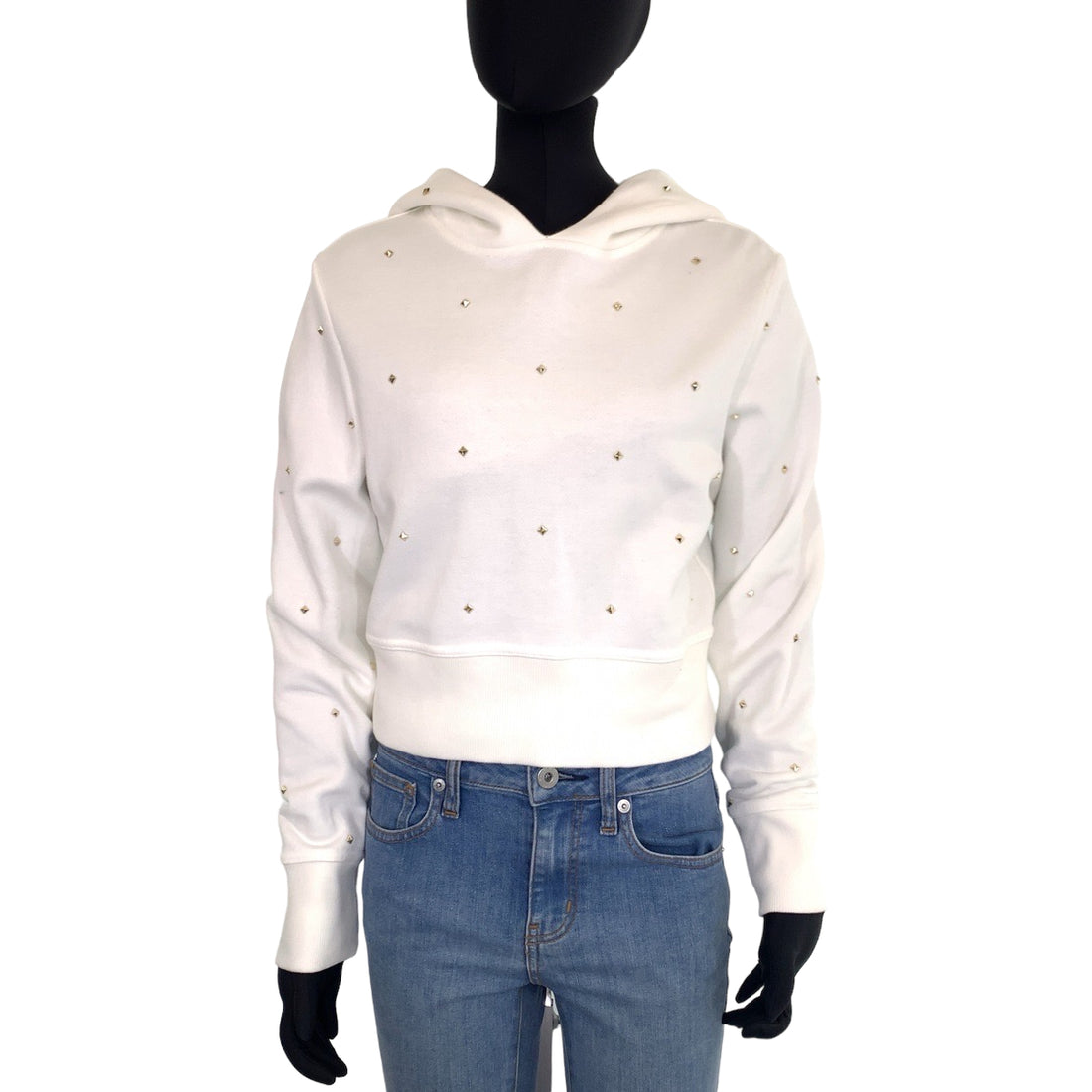 Valentino Rockstuds Cotton Hoodie S White in Great Condition