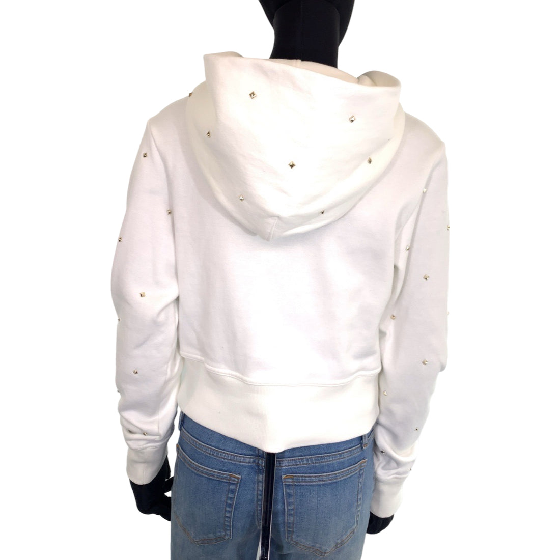 Valentino Rockstuds Cotton Hoodie S White in Great Condition