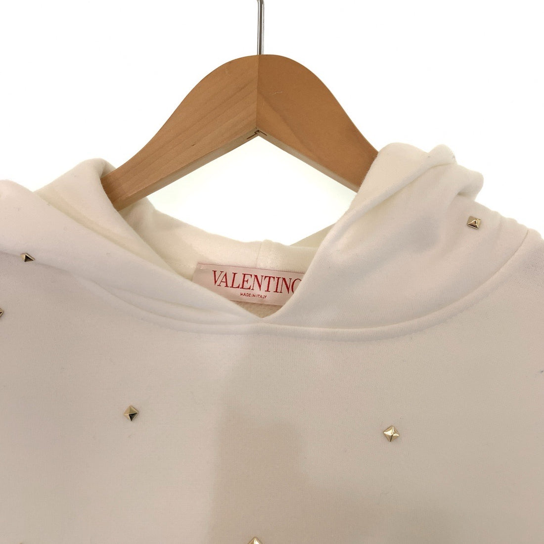 Valentino Rockstuds Cotton Hoodie S White in Great Condition